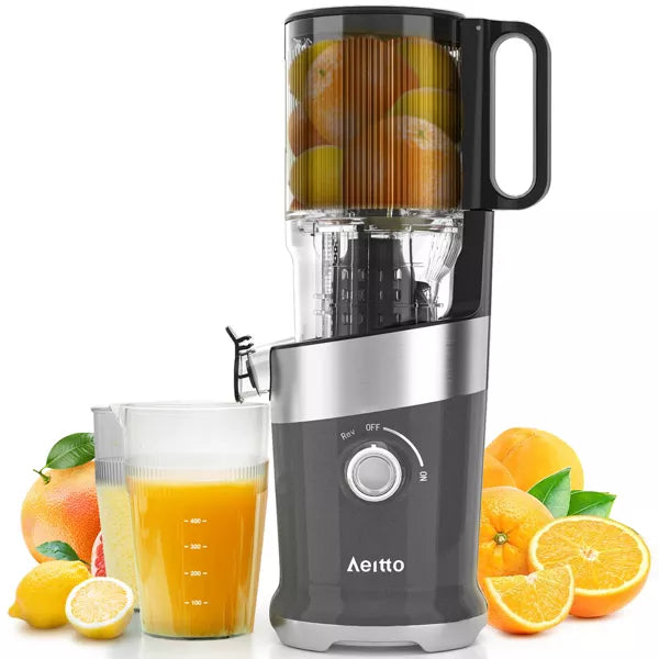AeittoMega4 Slow Juicer Machines, 4.9" Extra Large Feed Chute for Whole Fruits and Vegetables