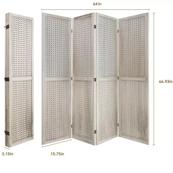 Wooakway Wood Room Dividers 5.6Ft Tall and Folding Privacy Screens for Home, Office