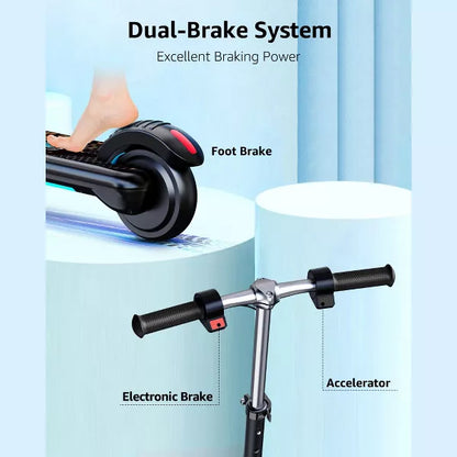 Mastgoal Electric Scooter for Kids, 150W Motor 10mph Speed Electric Scooter with Adjustable Handlebar and LED Lights