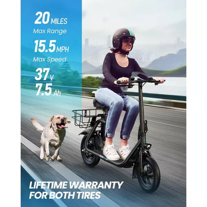 Mastgoal 450W Electric Scooter with Seat for Adults, 12 inch Commuter Electric Scooter with Basket, 280Wh Battery & 21 Mileage