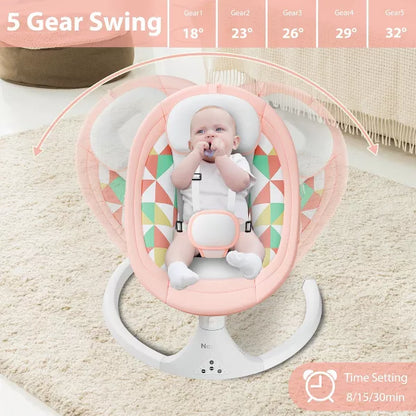 Napei Electric Baby Swing for Infants and Toddlers,with Bluetooth Music , 2 Seat Position, 5 Swing Angles with Gentle Speed