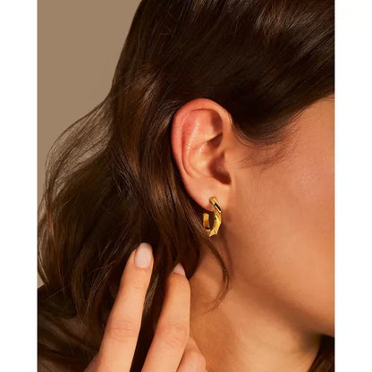 Molenia Gold Chunky Hoop Earrings for Women, 925 Sterling Silver 14K Gold Plated Huggie Earrings Jewelry Anniversary Christmas Birthday Gifts for Her