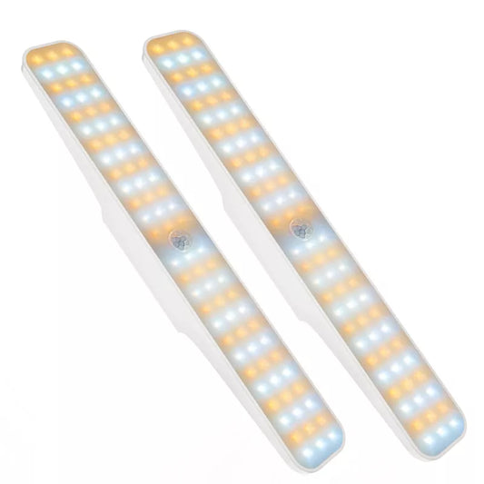 Rossetta (Set of 2) Under Cabinet Lights 78 LED Battery Operated White: Motion Sensor, 4500mAh USB Rechargeable