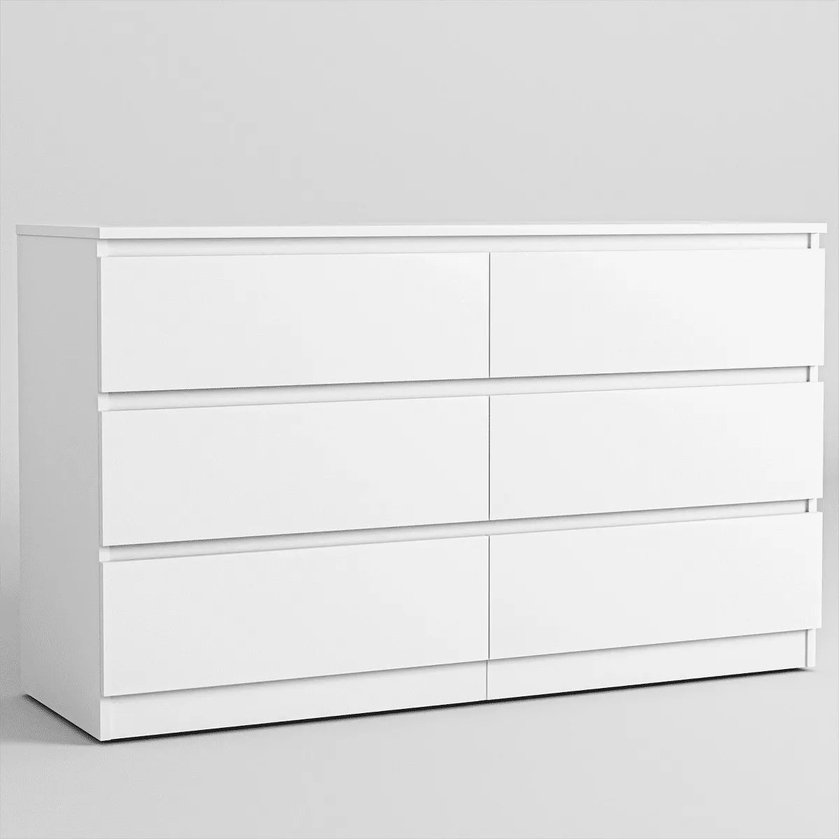 Resenkos Modern Mid Century 6 Drawer Wide Dressers Chests for Bedroom, Chest of Drawer Organizer Grey