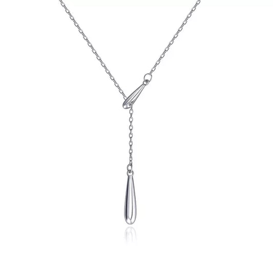 Molenia Dainty Teardrop Lariat Y 925 Sterling Silver Necklace, Mother's Day Birthday Gifts for Mom Women Her