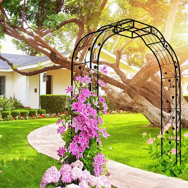 Wooakway Garden Arch Steel Arbor Wedding Garden Decoration Climbing Plants