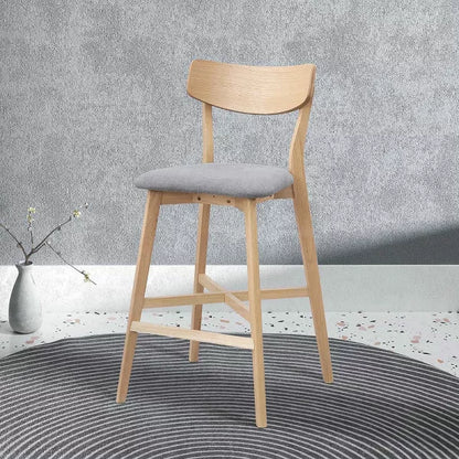 Resenkos Counter Bar Stools, Counter Stool,Wooden Bar Chairs Set of 2, Counter Height Stool with Backrest and Footrest,Oak Brown