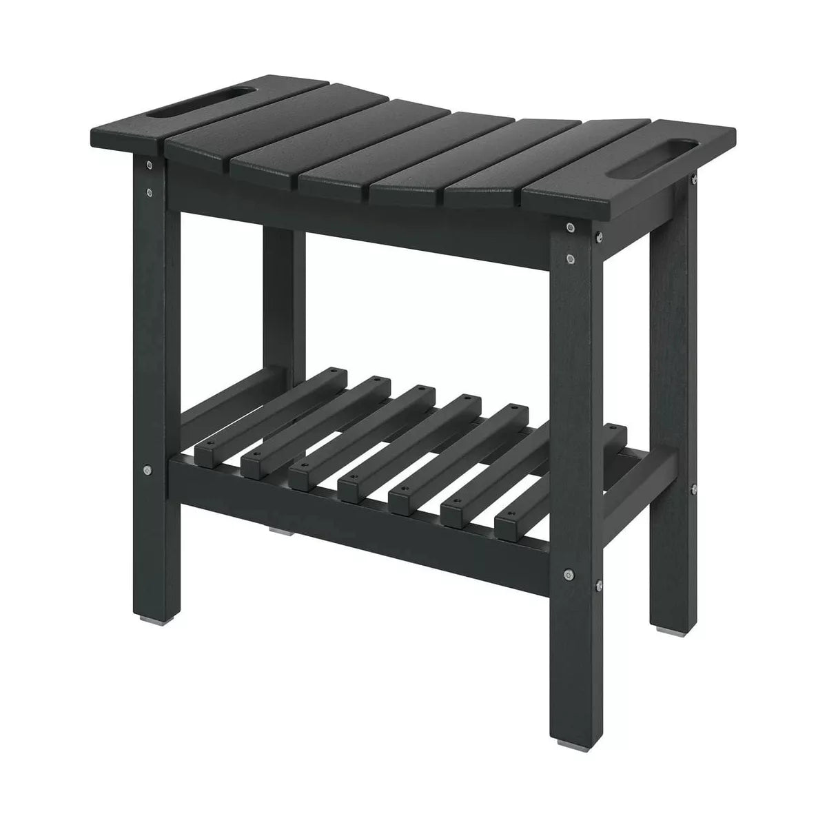 Resenkos Shower Ottoman Bench,Shower Bench, Waterproof Shower Stool with Handle, Storage Shelf, Dark Gray