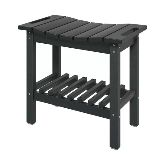 Resenkos Shower Ottoman Bench,Shower Bench, Waterproof Shower Stool with Handle, Storage Shelf, Dark Gray