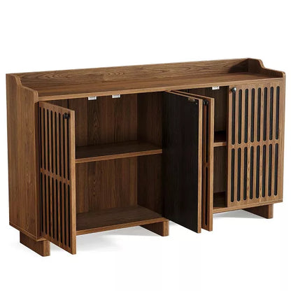 Resenkos Sideboard Buffet, Kitchen Storage Cabinet,55" Sideboard Buffet, Farmhouse Storage Cabinet Credenzas with Adjustable Shelves,Brown