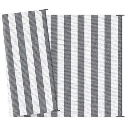 Resenkos Floor Mat Carpet,Indoor Door Mat,Reversible Outdoor Rug, 9'x 12' Waterproof Straw Floor Mat, Portable RV Camping Carpet, Gray & White Striped