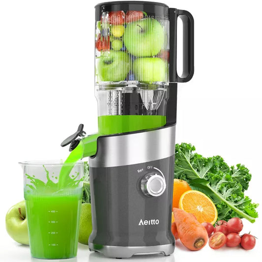 Slow Juicer Machines, Cold Press Juicer 4.9" Extra Large Feed Chute for Whole Fruits and Vegetables & Easy Clean