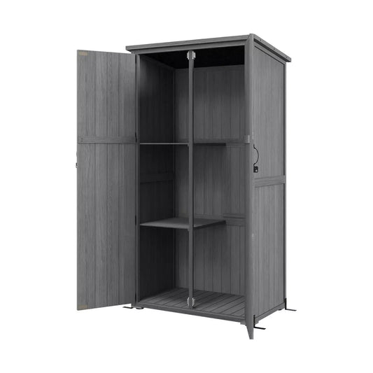 Resenkos Storage Garden Shed,Garden Sheds,Outdoor Storage Cabinet Garden Shed with Waterproof Asphalt Roof and Lockable Doors, Gray