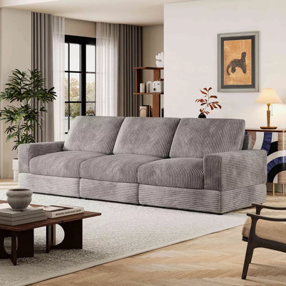 ATJafurn Corduroy Sectional Sofa Modern Modular Oversized Upholstered Couch with Comfy Pillows Deep Seat For Living Room Bedroom Apartment Office