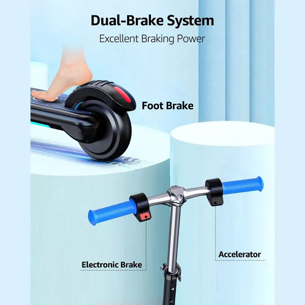 Mastgoal Electric Scooter for Kids, 150W Motor 10mph Speed Electric Scooter with Adjustable Handlebar and LED Lights