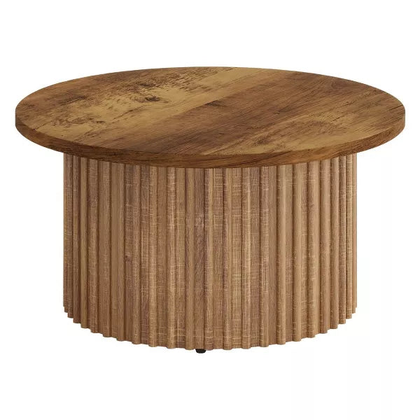 Resenkos Center Coffee Table, Living Room Table,31.5" Coffee Table, Farmhouse Circle Center Table Sofa Side Table Brown