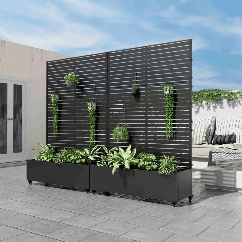 Lirago Iron Arch Mobile Planters Planting Box Trellis for Climbing Plants - 72x47