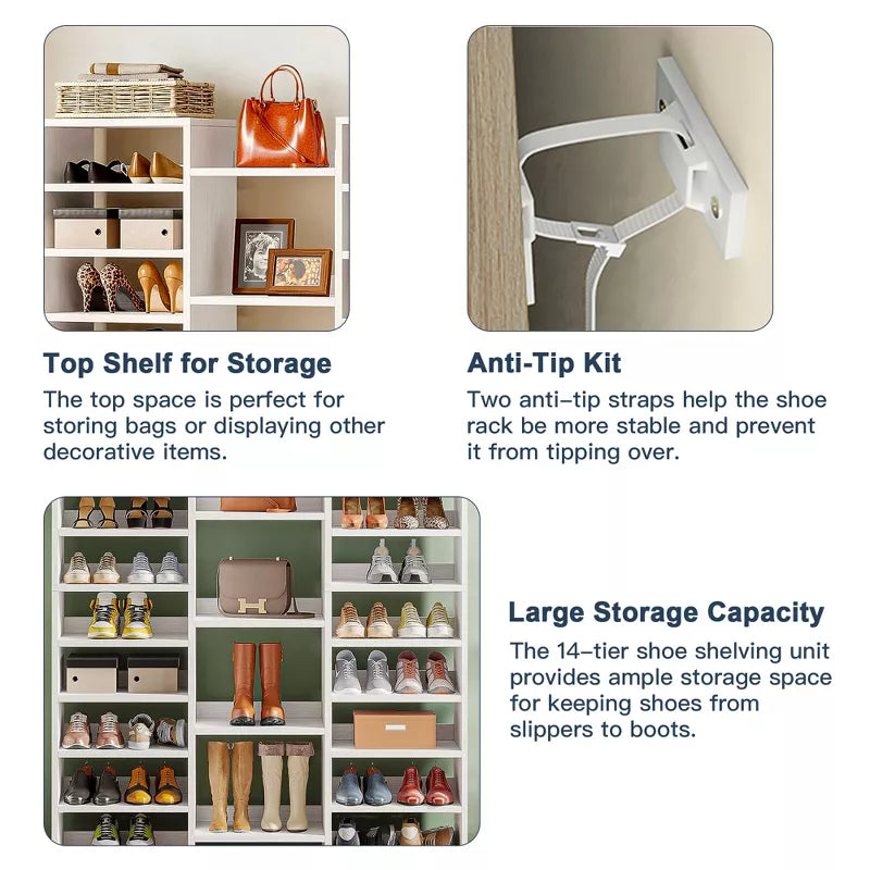 Resenkos Freestanding Shoe Storage Organizer Unit, Wooden Storage Shelf Shoe Rack with 23 Shelves,