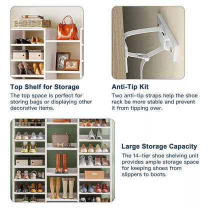 Resenkos Freestanding Shoe Storage Organizer Unit, Wooden Storage Shelf Shoe Rack with 23 Shelves,