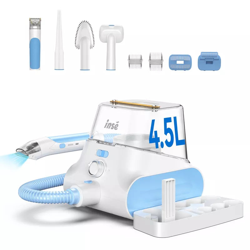 INSE P30 Pet Grooming Vaccum & Kits, 4.5L Large Capacity Pet Grooming Vacuum Kit, 5-in-1 Ultra-Low Noise Pet Grooming Vacuum for Dogs, Cats