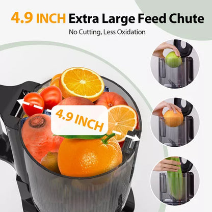 Aeitto Mega4 Slow Juicer Machines, 4.9" Extra Large Feed Chute for Whole Fruits and Vegetables
