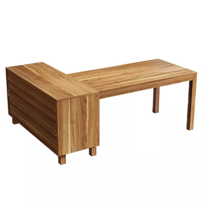 Resenkos Computer Desk, Office Desk, Study Desk,59" L-Shaped Executive Desk, Computer Desk Home Office Desk With Storage Cabinet,Brown