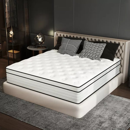 CHEVNI 12-14 Inch Mattress in a box Hybrid Spring Memory Foam Medium Firm