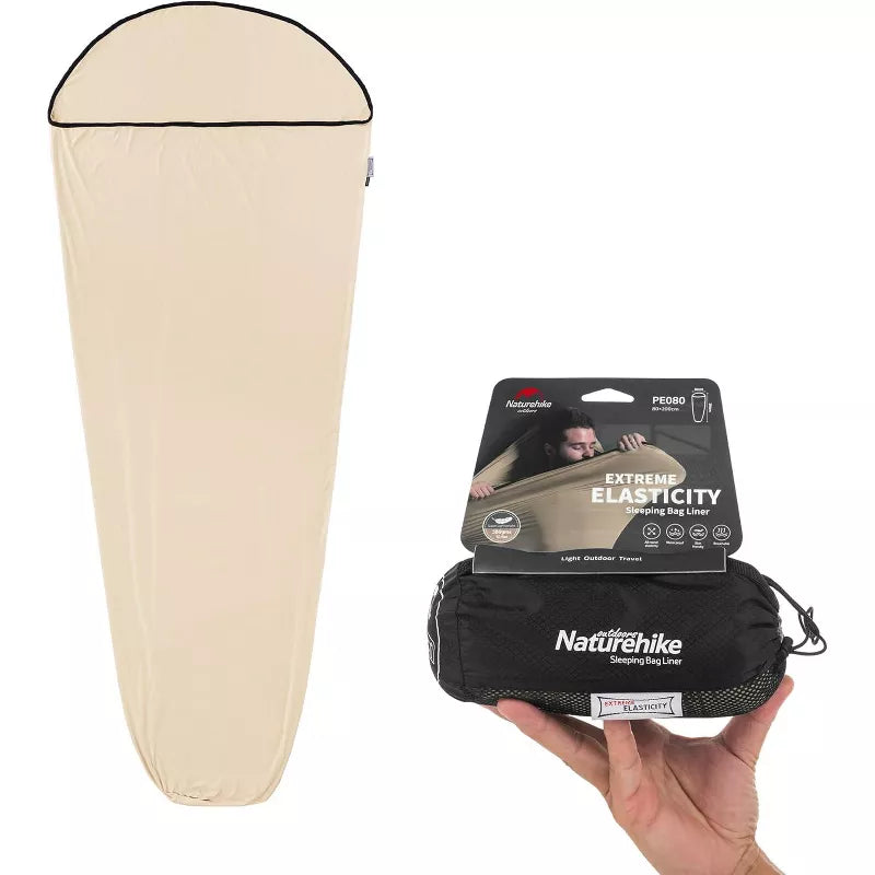 Naturehike Hut Sleeping Bag Ultralight Sleeping Bag Liner only 390g High Elasticity Travel Sleeping Bag with Small Pack Size for Backpacking