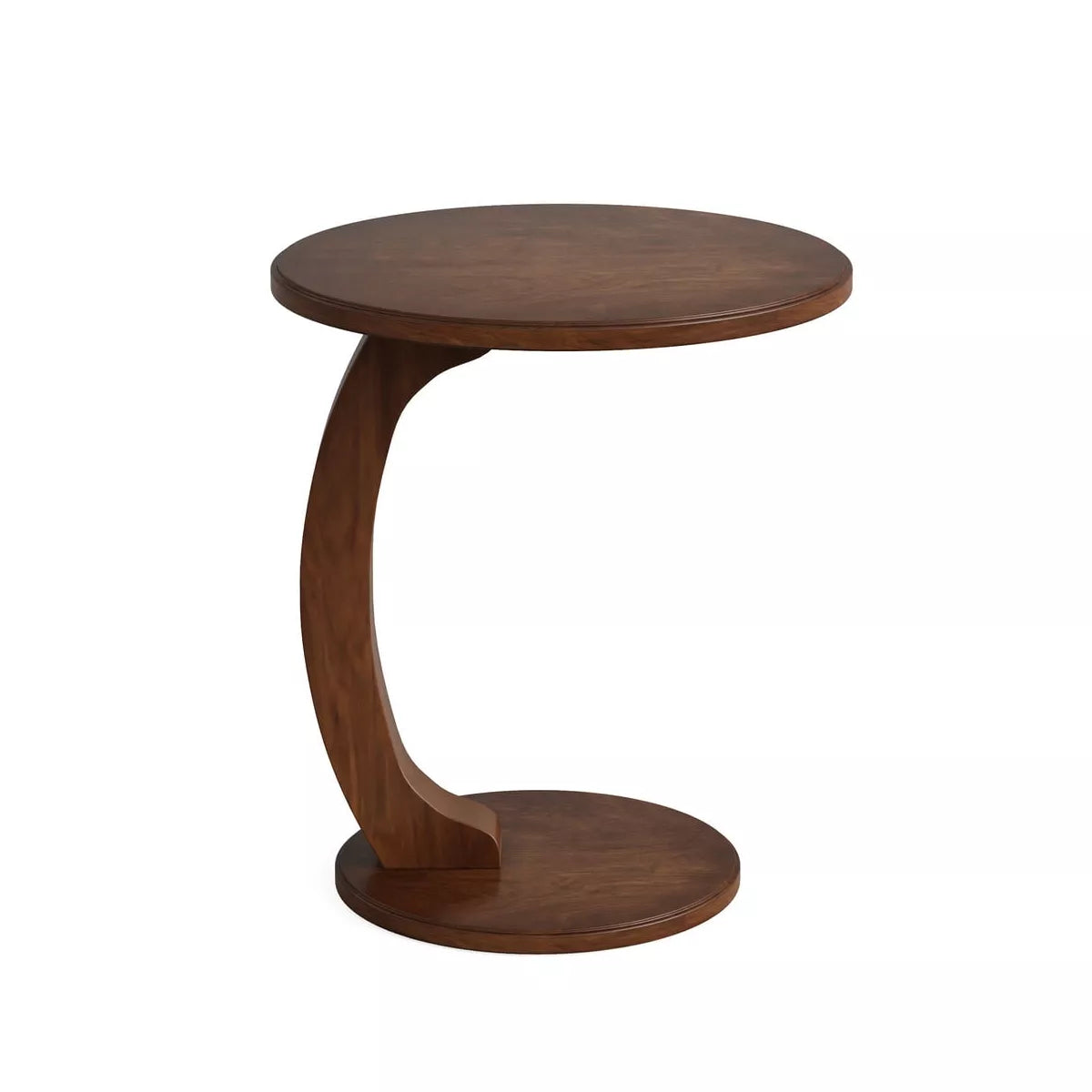 Resenkos Sofa Side End Table, End Table, Couch Table,C-Shaped End Table, Round Solid Wood Side Table for Living Room,Brown