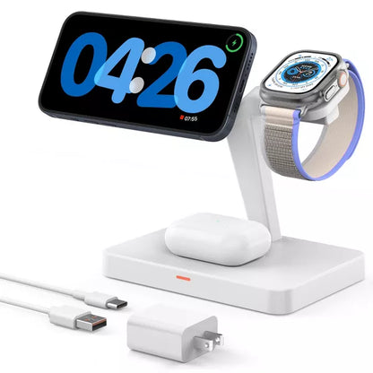 GreenEver 3 in 1 Magnetic Charging Stand Wireless Charger Station Foldable for iPhone 12-16 Pro Max Plus for Apple Watch 4-10 SE AirPods Pro 2/3/4