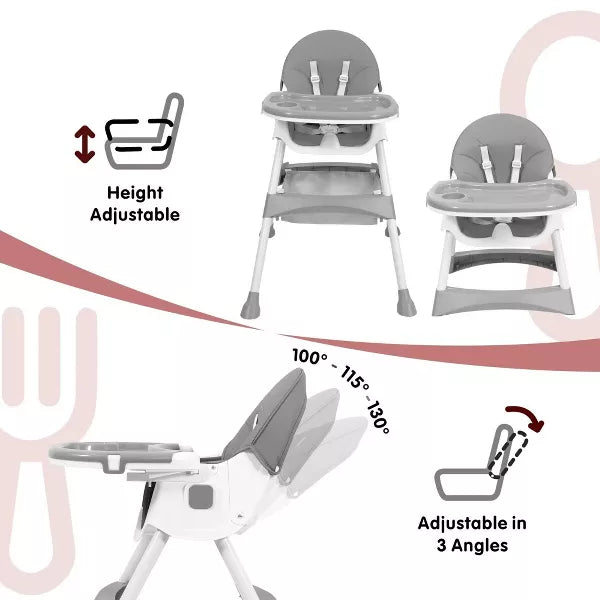 Napei 6- in -1 Baby High Chair with 5 -Point Safety Harness and Adjustable Dining Tray,Foldable High Chair for Space-Saving