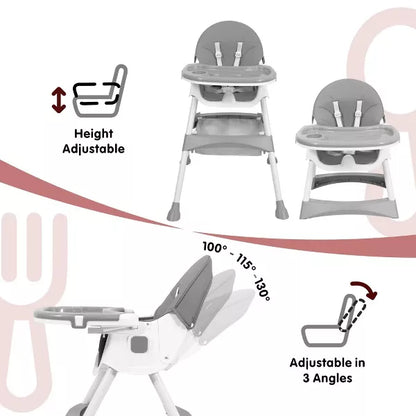 Napei 6- in -1 Baby High Chair with 5 -Point Safety Harness and Adjustable Dining Tray,Foldable High Chair for Space-Saving