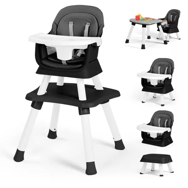 Kinder King 8 in 1 Baby High Chair, Coverts to Dining Booster Seat, Removable Tray & Double Seat Cover, Easy to Wipe