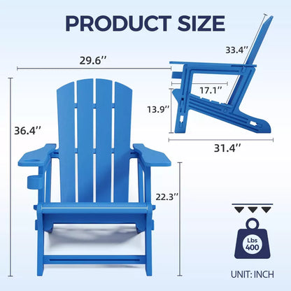 Maggift Patio Accent Chairs Set of 2 Folding Adirondack Chair Patio Comfortable Set for Patio Garden, Backyard Deck, Blue, 31.4"*29.6"*36.4"