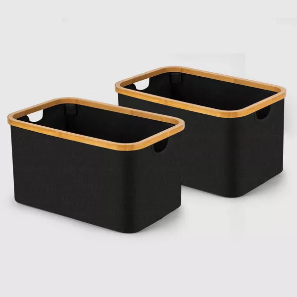 VUSIGN Bamboo Wood Frame Storage Large Black