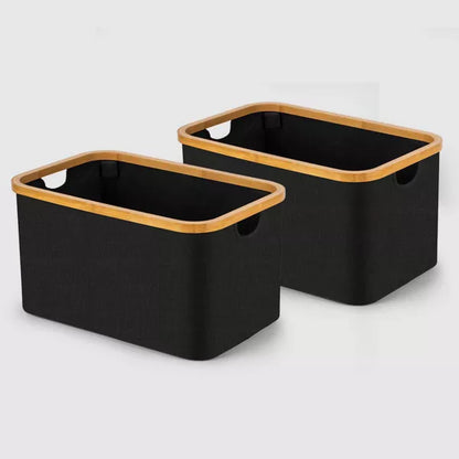 VUSIGN Bamboo Wood Frame Storage Large Black