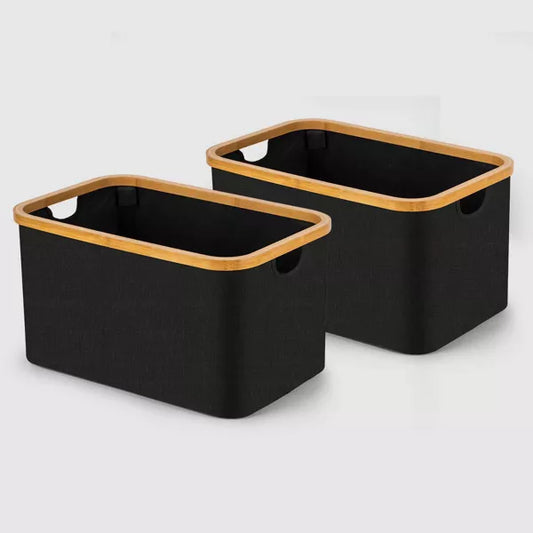 VUSIGN Bamboo Wood Frame Storage Large Black