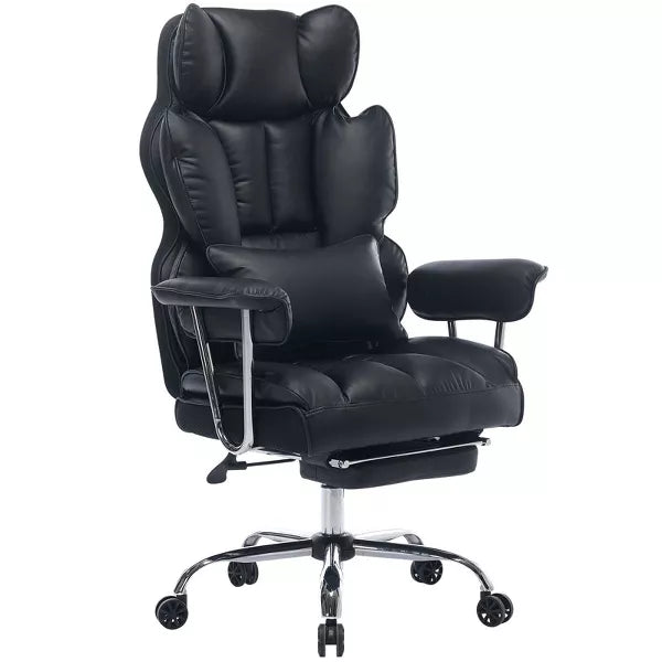 Efomao Ergonomic Desk Office Chair 400LBS, Big and Tall PU Leather Computer Chair, Executive Desk Chair with Footrest and Lumbar Support