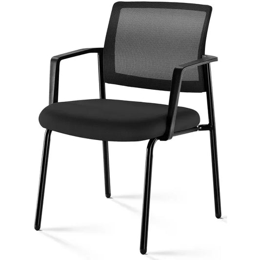 Wooakway A-Piece Set Mesh Back Stacking Arm Chairs , Upholstered Fabric Stacking Chairs, Sturdy Metal Stacking Chairs