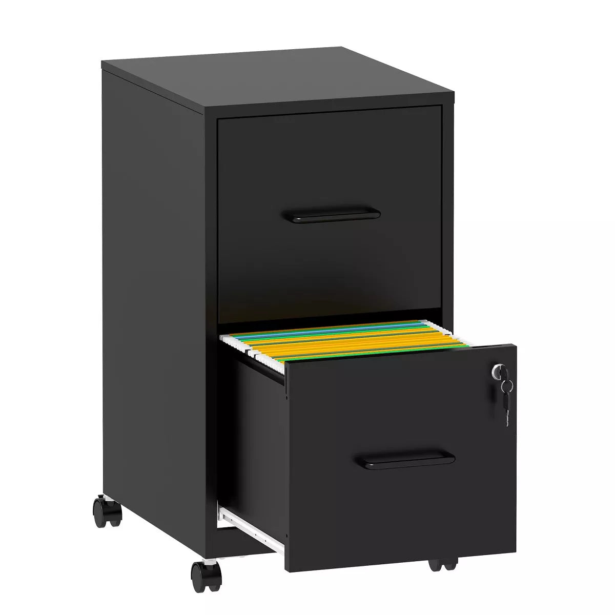 Munora - 2-Drawer Rolling File Cabinet with Lock - Mobile Storage for Letter/Legal/A4 Files - Black