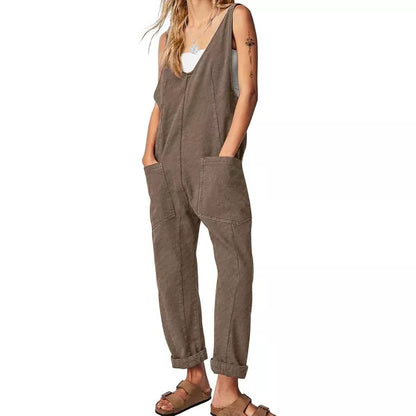 EXLURA Womens High Roller Denim Bib Jumpsuits Casual Loose Overalls Baggy Jeans Romper with Pockets Outfits