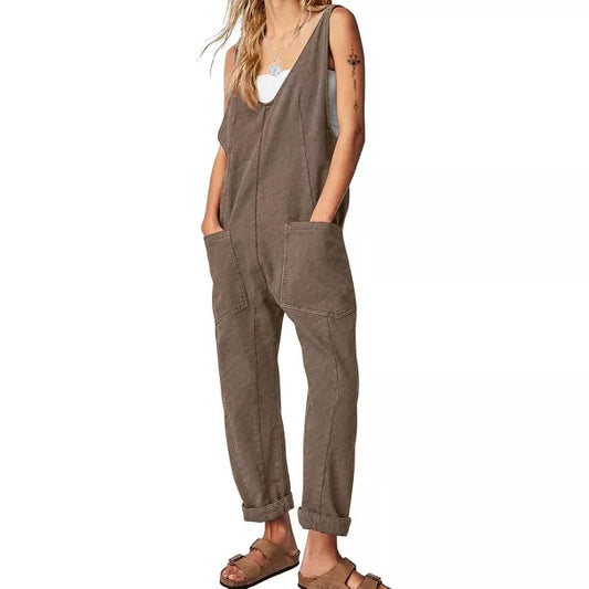 EXLURA Womens High Roller Denim Bib Jumpsuits Casual Loose Overalls Baggy Jeans Romper with Pockets Outfits