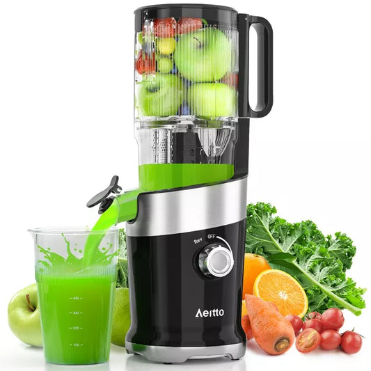 Slow Juicer Machines, Cold Press Juicer 4.9" Extra Large Feed Chute for Whole Fruits and Vegetables & Easy Clean
