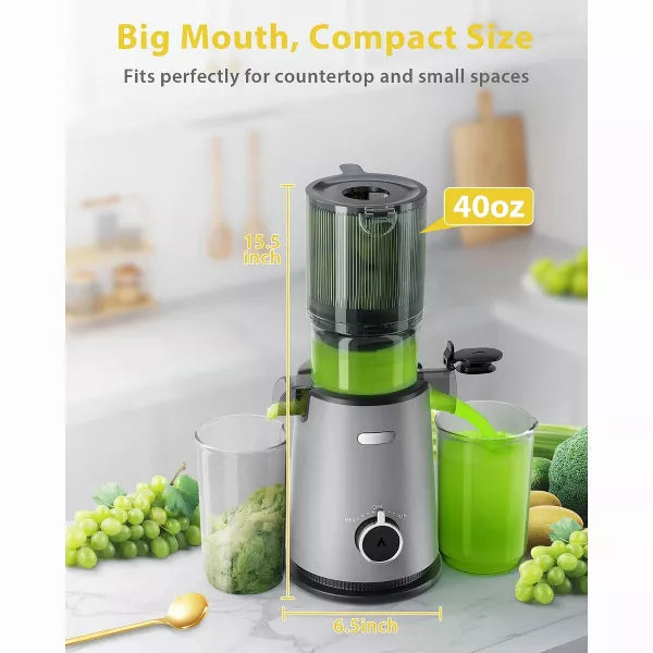Aeitto Cold Press Juicer,juicer machine with 4.35" Large Feed Chute Fit Whole Fruits and Vegetables & Easy to Clean