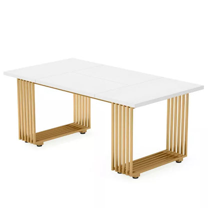 Resenkos Computer Desk, Office Desk, Study Desk,70.9" Executive Desk, Modern Office Computer Desk Conference Table,White & Gold