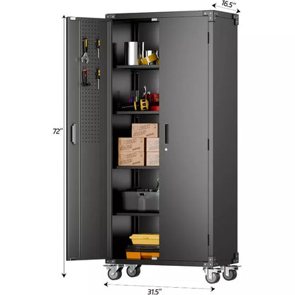 AOBABO 31.5 in. W x 72 in. H x 16.5 in. D Metal Rolling Garage Storage Cabinet Steel Freestanding Cabinet