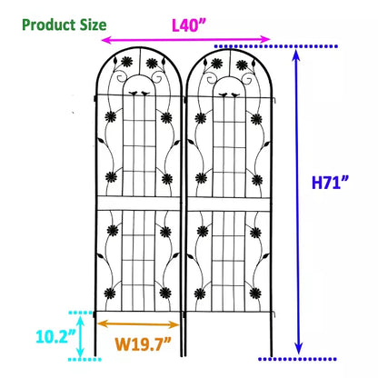 Wooakway 2 Pack Metal Garden Trellis 71" x 19.7" Rustproof Trellis for Climbing Plants Outdoor Flower Support