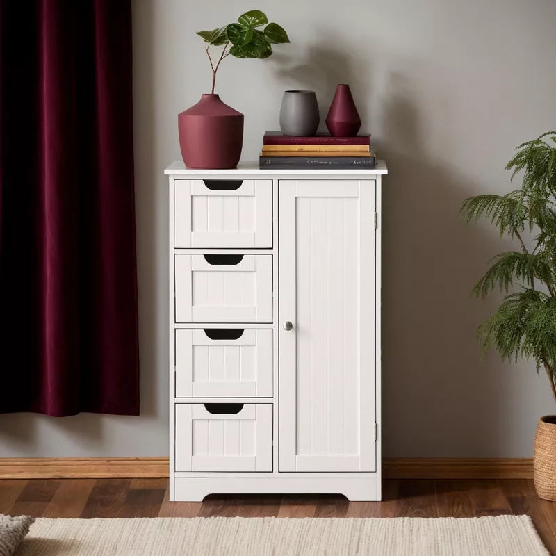 VANIRROR Bathroom Floor Cabinet, Small Freestanding Storage Cabinet with Doors and Drawers, Entryway Cabinet Home Storage for Living Room