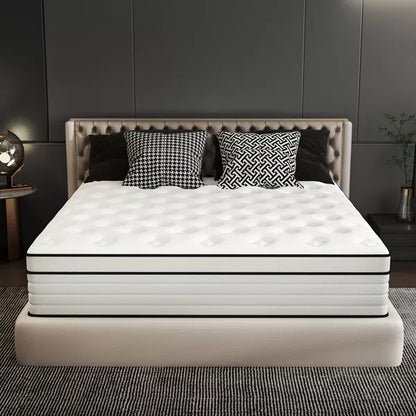 CHEVNI 12-14 Inch Mattress in a box Hybrid Spring Memory Foam Medium Firm