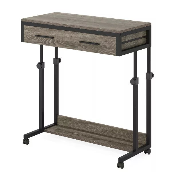 Resenkos Sofa Table, End Table, Side Table,Height Adjustable Desk, Mobile Side Table Portable Desk with Drawers,Gray